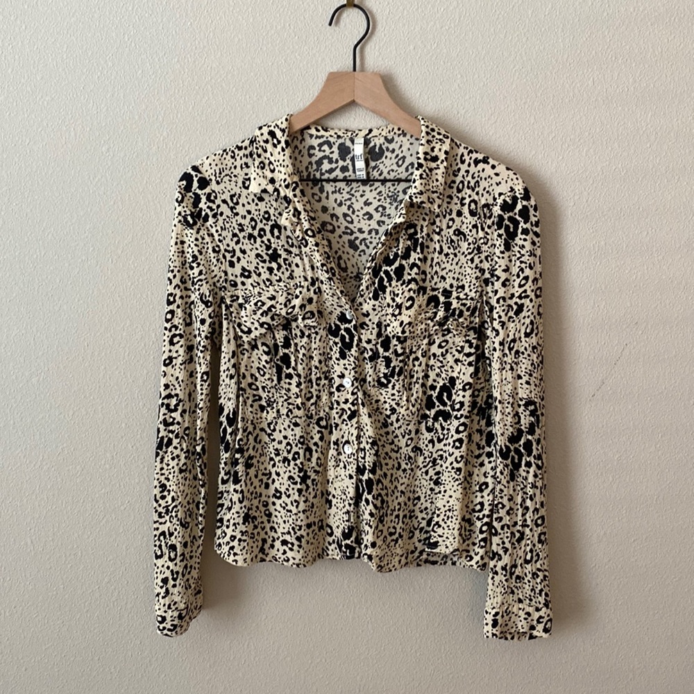 White Leopard Print Blouse